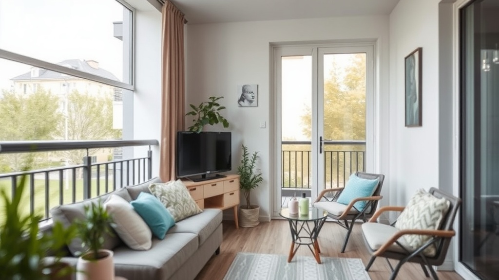 Kleiner deutscher Balkon mit neu verlegten WPC Klickfliesen
